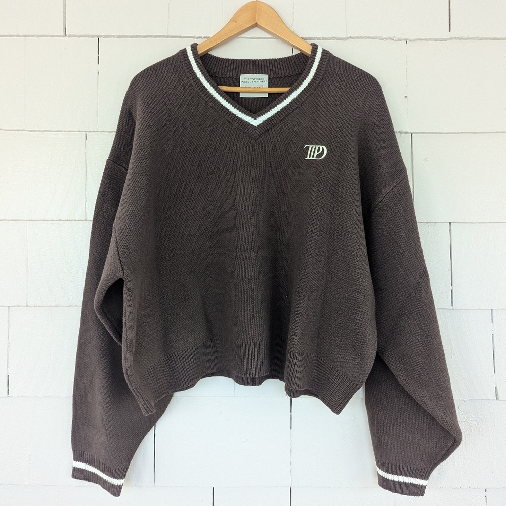 New! Taylor Swift Brown TTPD Tortured Poets Department Cropped Sweater Large
